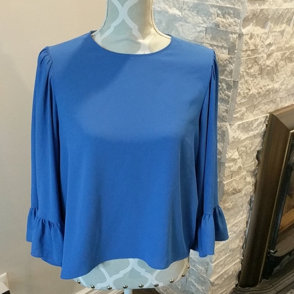 Zara hi low blouse with frilled bell sleeve - Picture 2 of 6